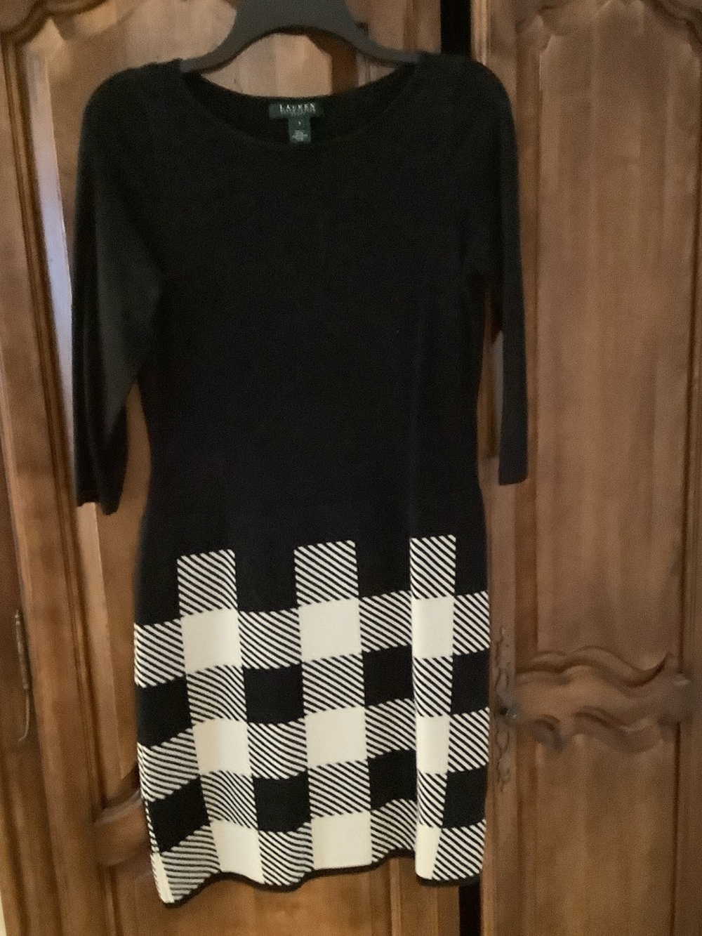 Lauren Ralph Lauren Black Dress with White Checkered Skirt